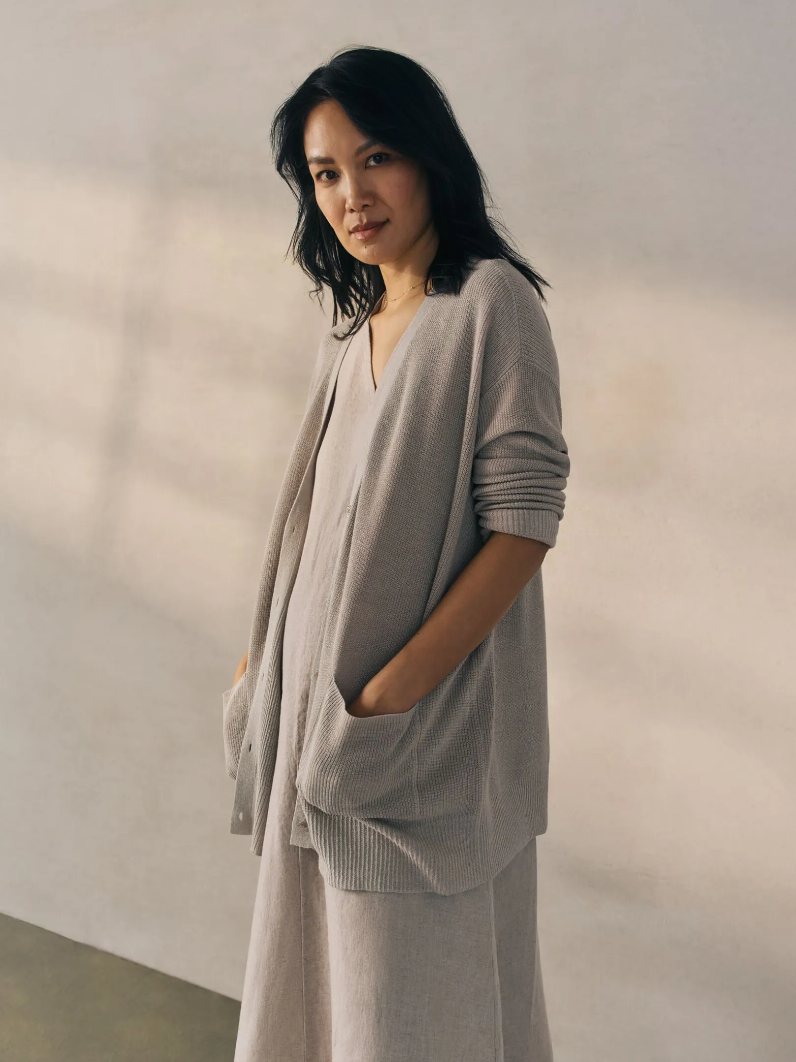 Organic Linen Cotton Slouchy Long Cardigan