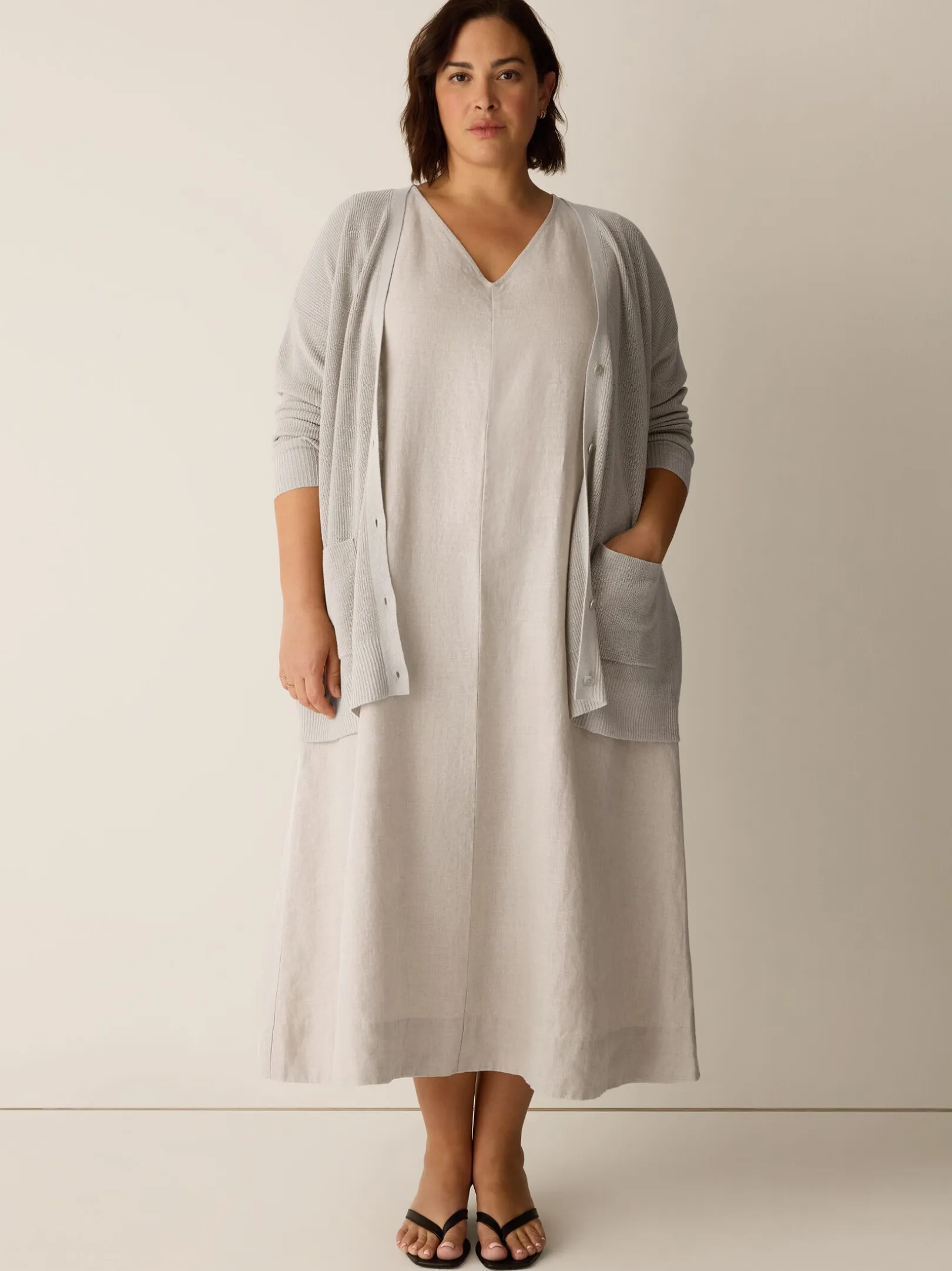 Organic Linen Cotton Slouchy Long Cardigan