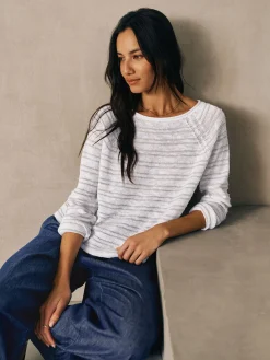 Organic Linen Cotton Slub Bateau Neck Top
