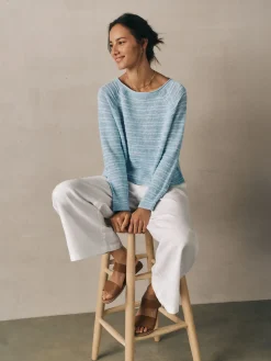 Organic Linen Cotton Slub Bateau Neck Top