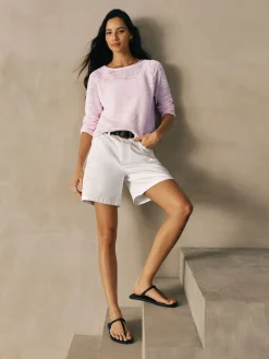 Organic Linen Cotton Slub Bateau Neck Top