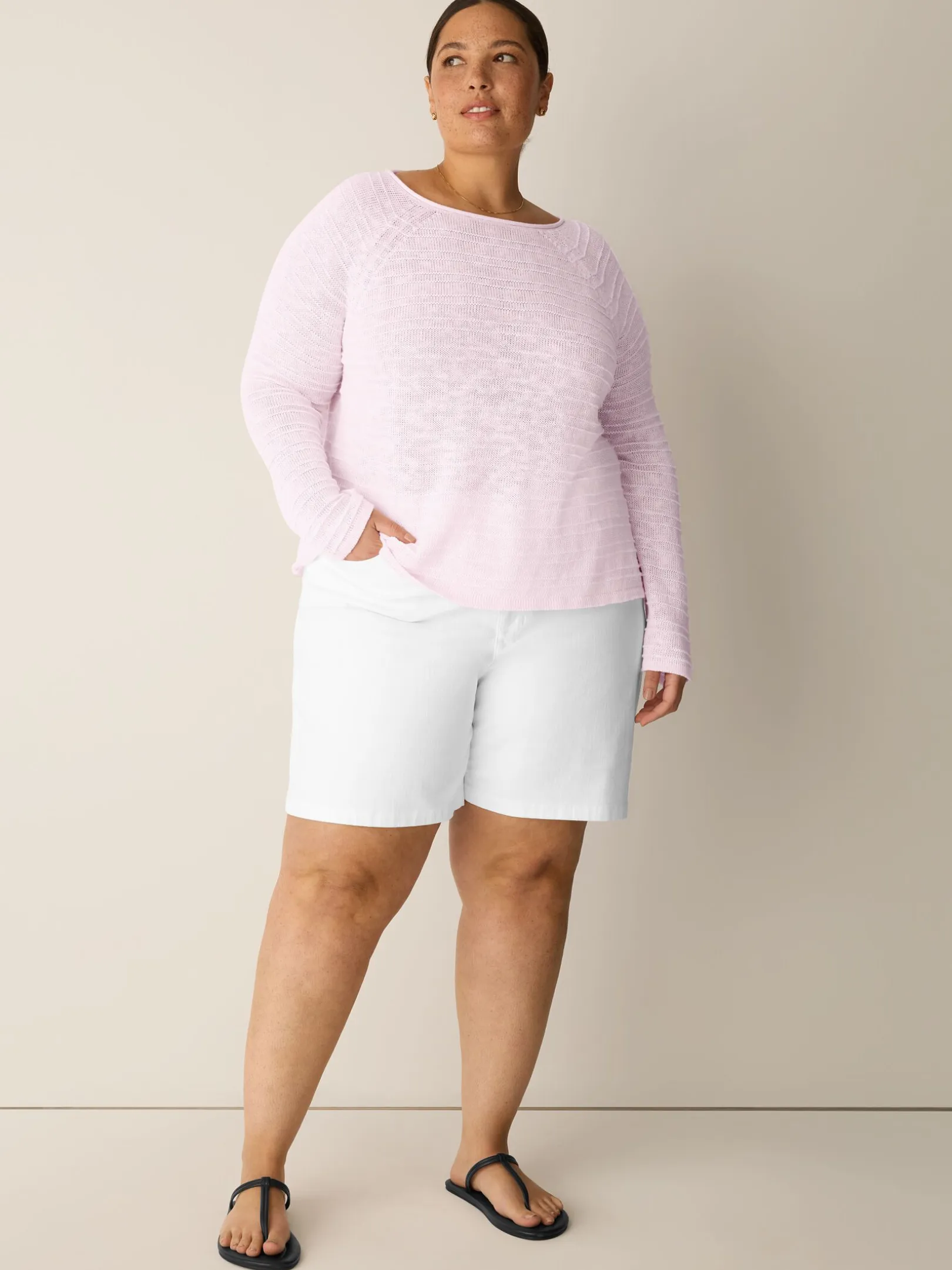 Organic Linen Cotton Slub Bateau Neck Top