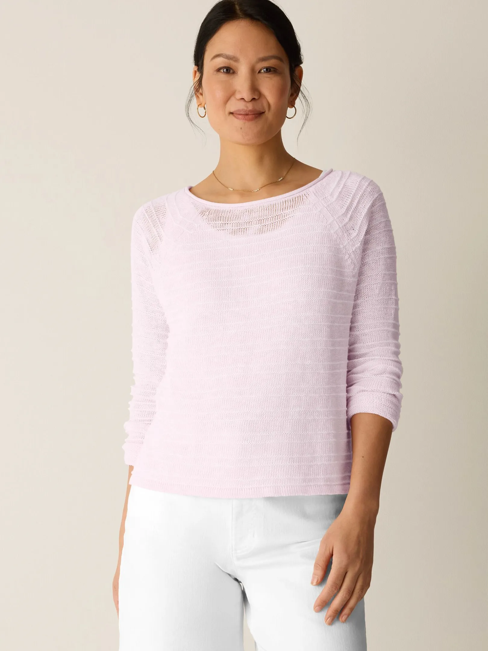 Organic Linen Cotton Slub Bateau Neck Top