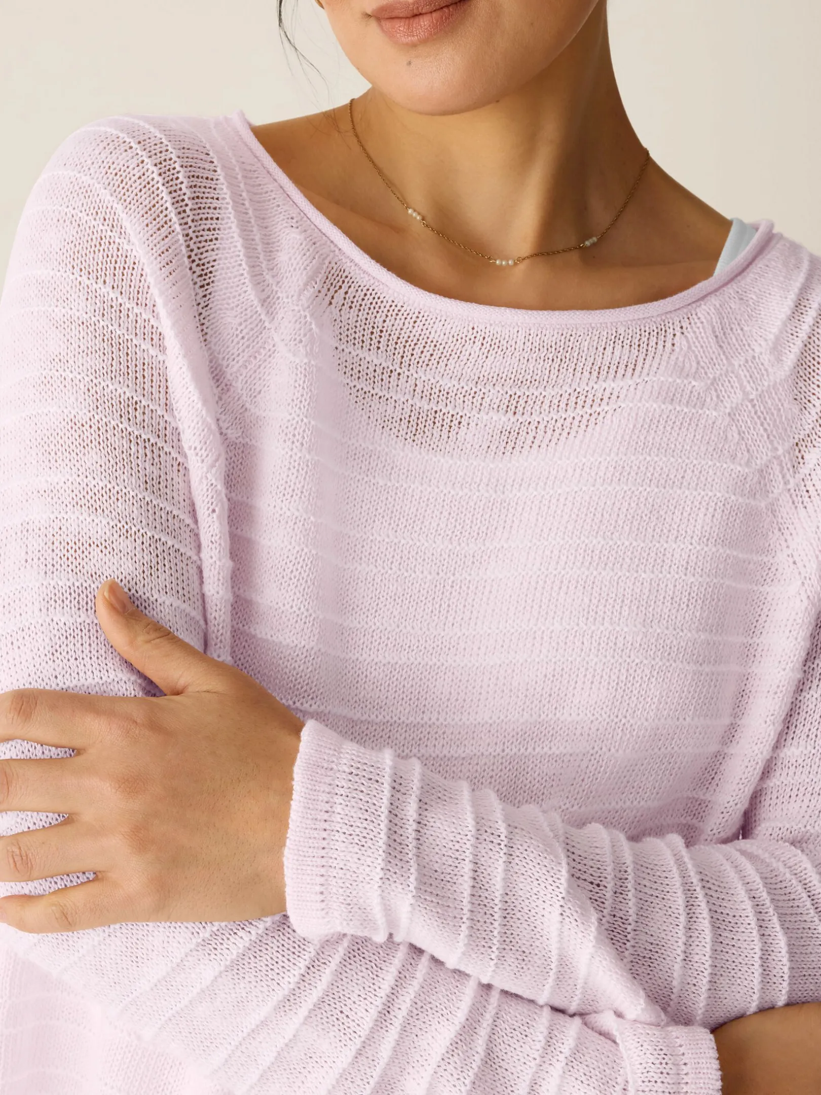 Organic Linen Cotton Slub Bateau Neck Top