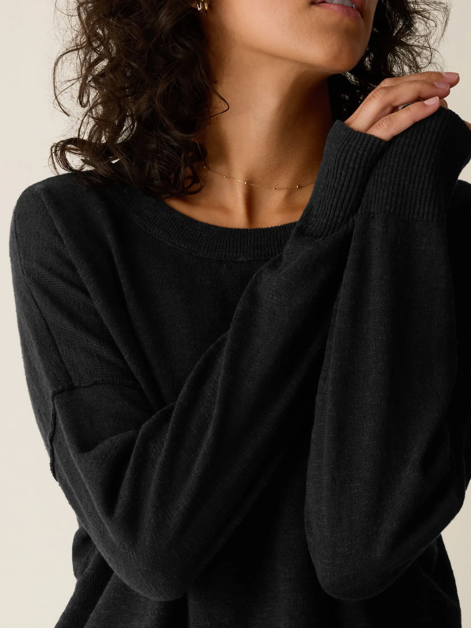 Organic Linen Cotton Slub Crew Neck Top