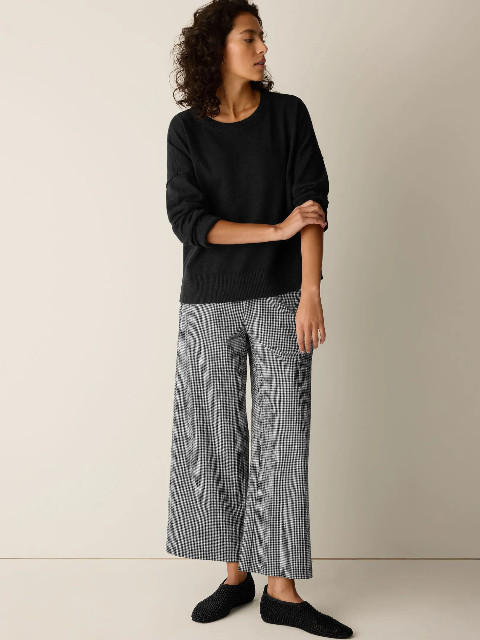 Organic Linen Cotton Slub Crew Neck Top