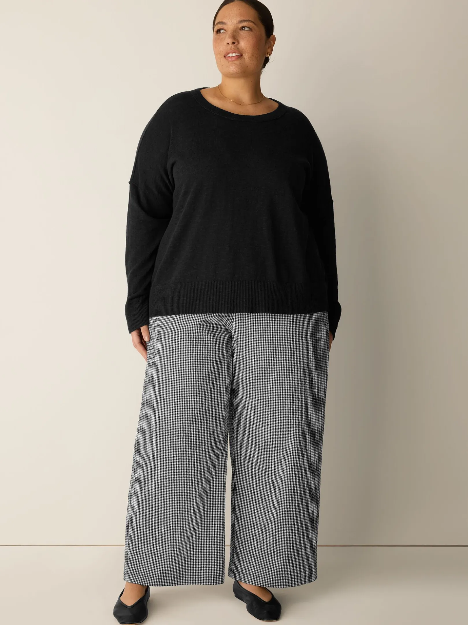 Organic Linen Cotton Slub Crew Neck Top