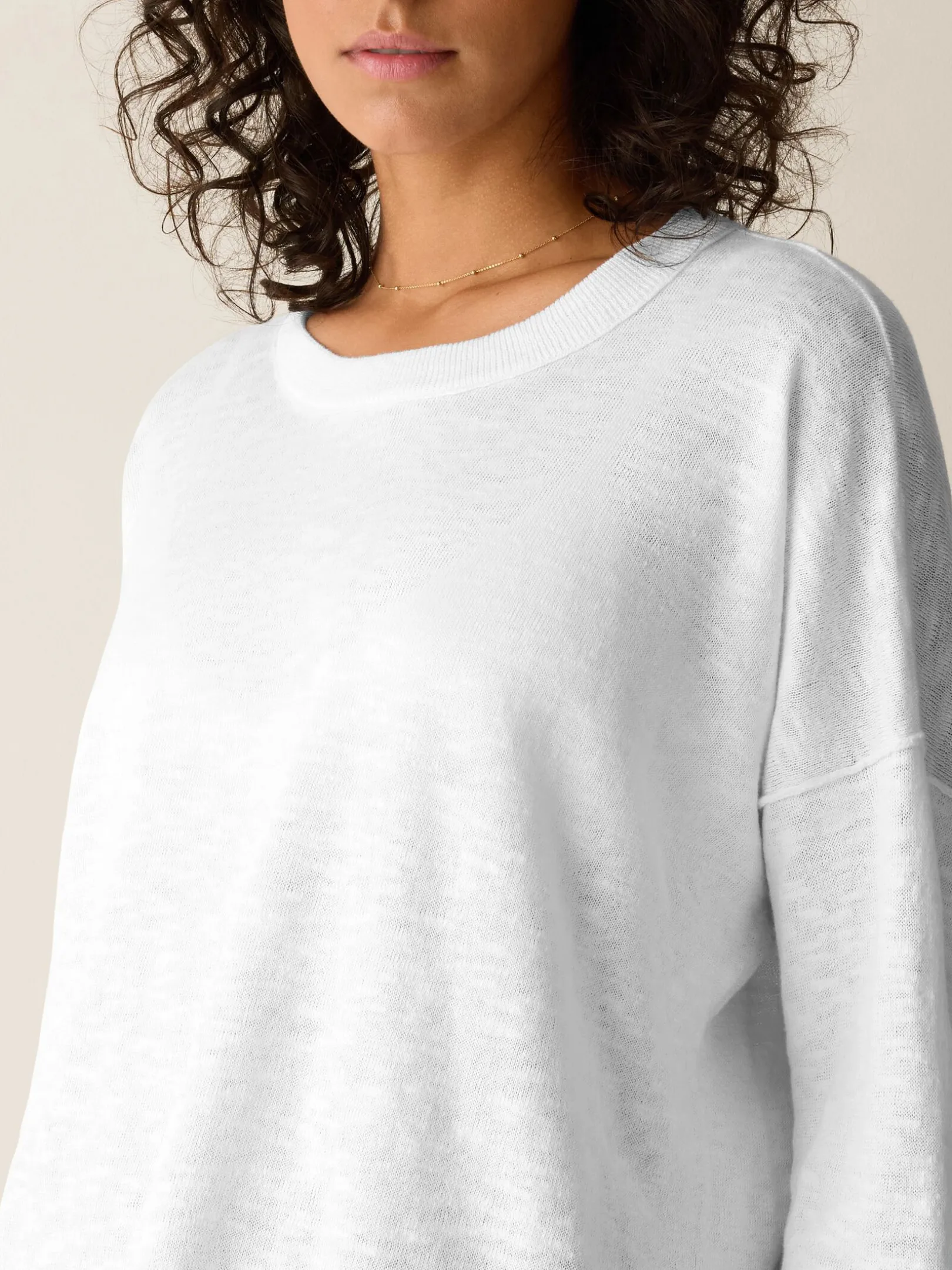 Organic Linen Cotton Slub Crew Neck Top