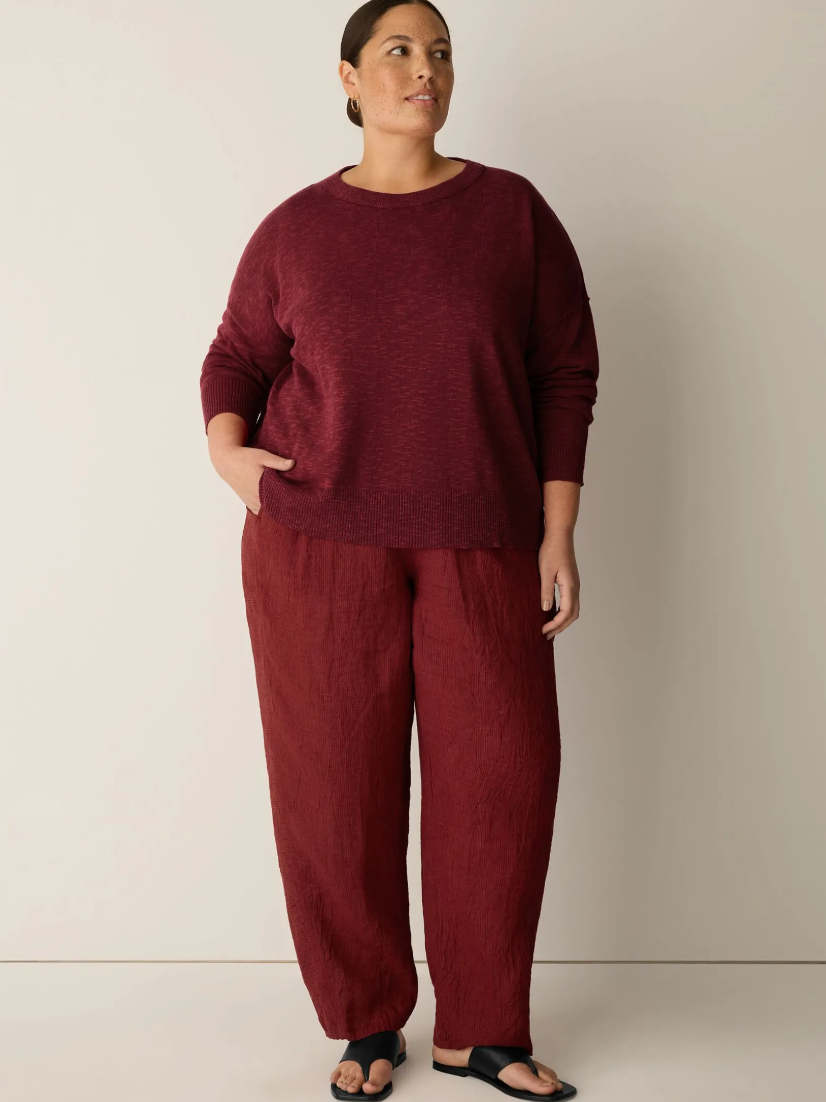 Organic Linen Cotton Slub Crew Neck Top