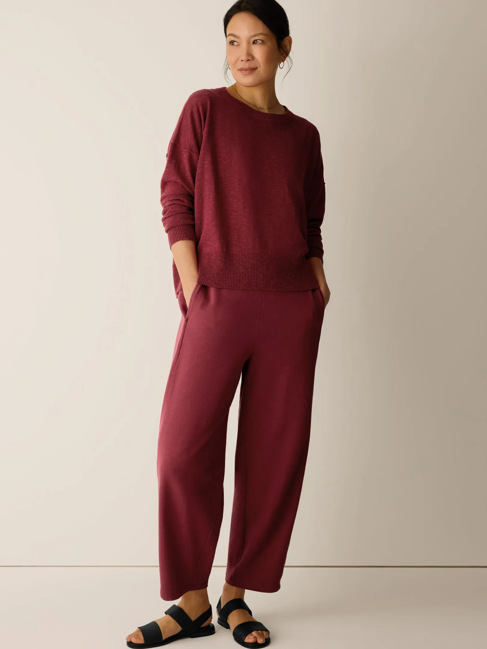 Organic Linen Cotton Slub Crew Neck Top