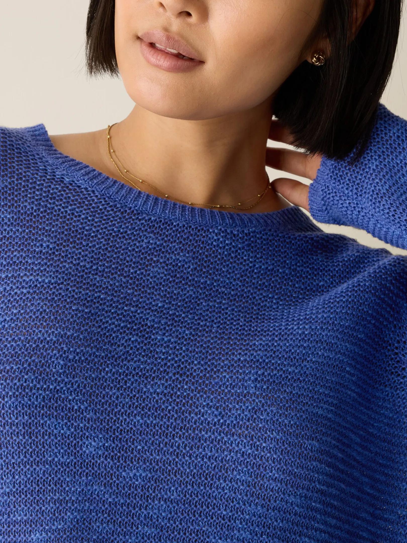 Organic Linen Cotton Slub Crew Neck Top