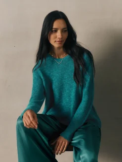 Organic Linen Cotton Slub Crew Neck Top
