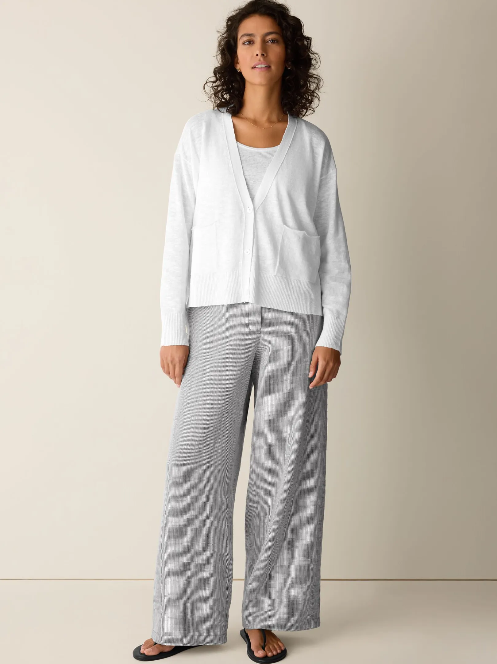 Organic Linen Cotton Slub Slouchy Cardigan