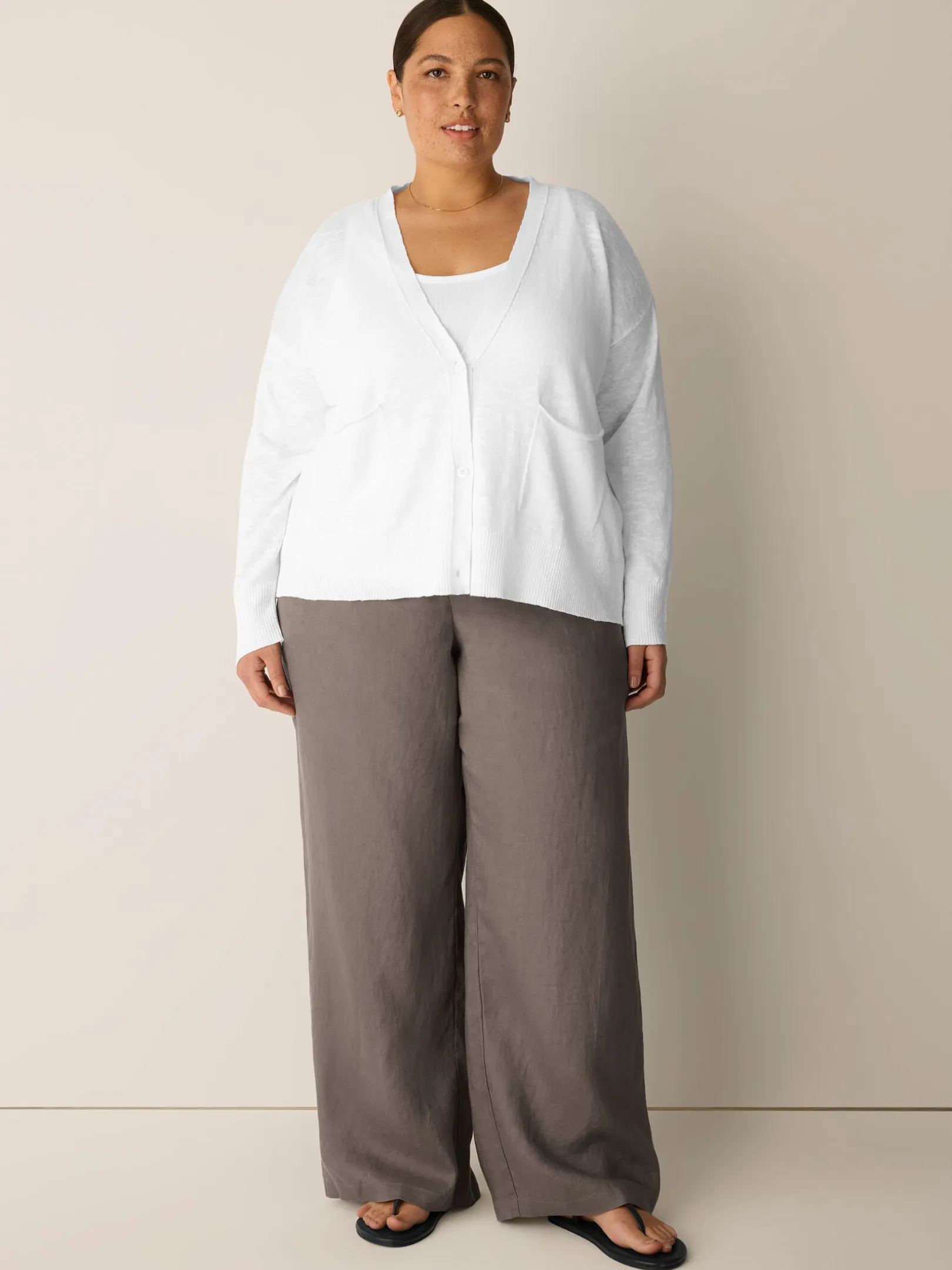 Organic Linen Cotton Slub Slouchy Cardigan