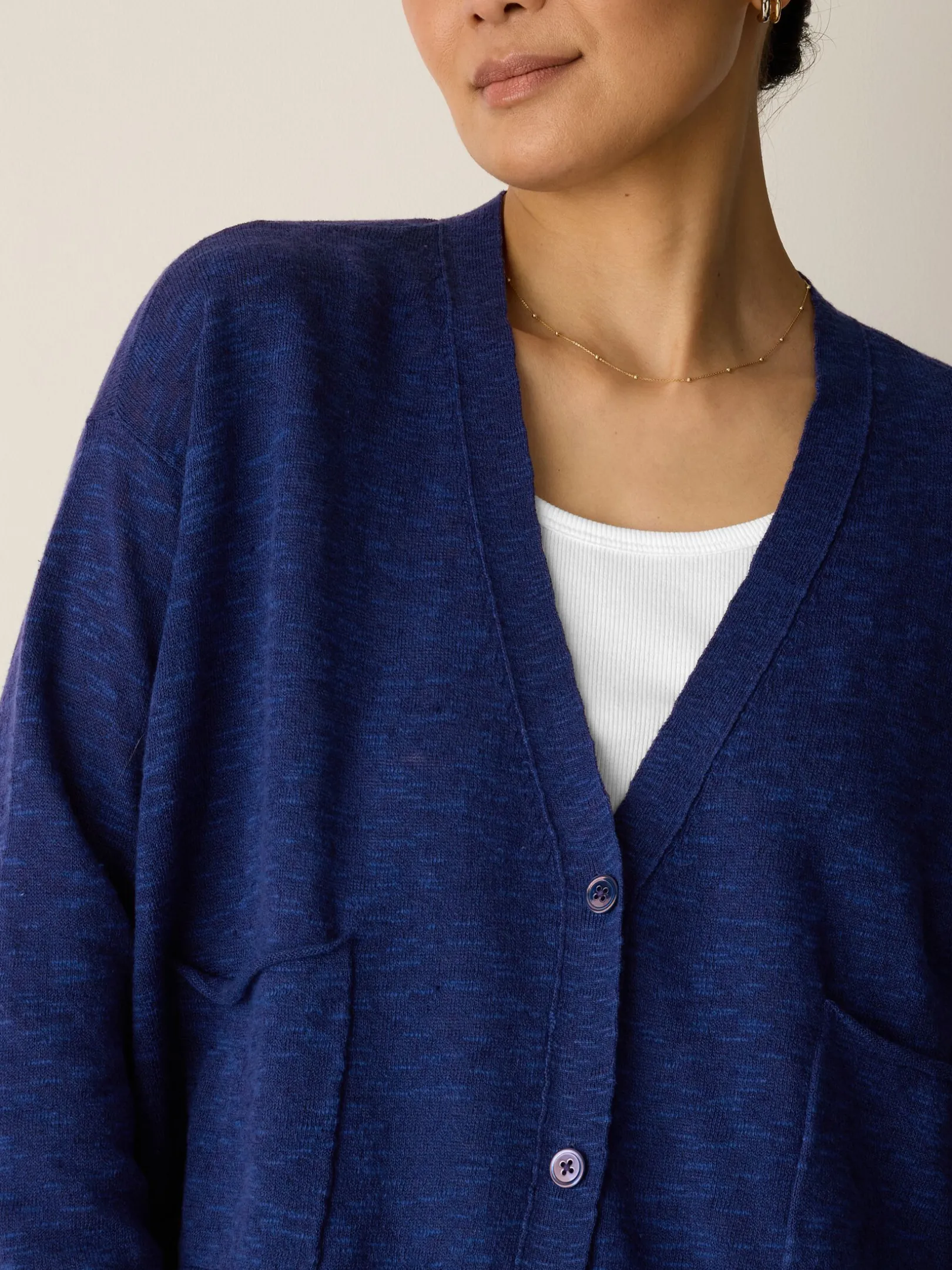 Organic Linen Cotton Slub Slouchy Cardigan