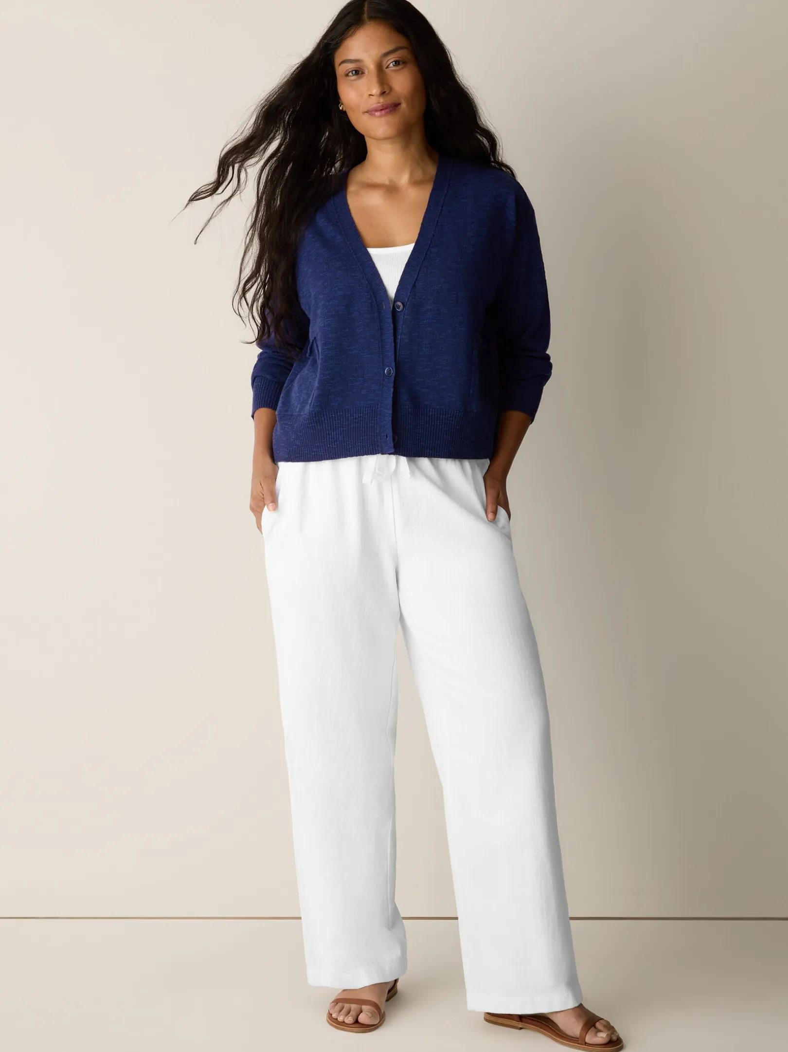 Organic Linen Cotton Slub Slouchy Cardigan