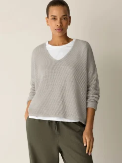 Organic Linen Cotton V-Neck Box-Top