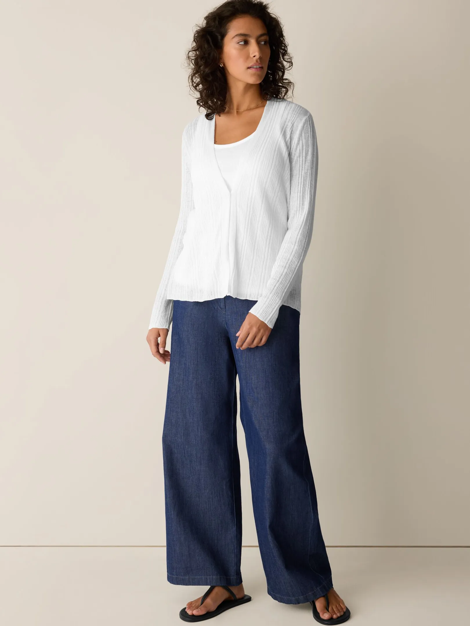 Organic Linen Cotton V-Neck Cardigan