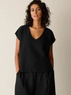 Organic Linen Cotton V-Neck Top