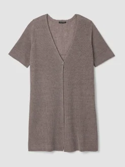 Organic Linen Délavé V-Neck Long Cardigan