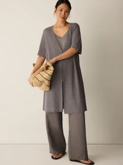 Organic Linen Délavé V-Neck Long Cardigan
