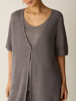 Organic Linen Délavé V-Neck Long Cardigan