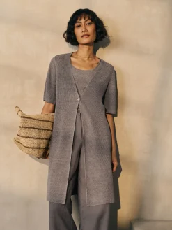Organic Linen Délavé V-Neck Long Cardigan