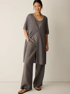 Organic Linen Délavé V-Neck Long Cardigan
