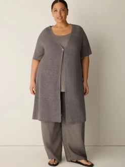 Organic Linen Délavé V-Neck Long Cardigan