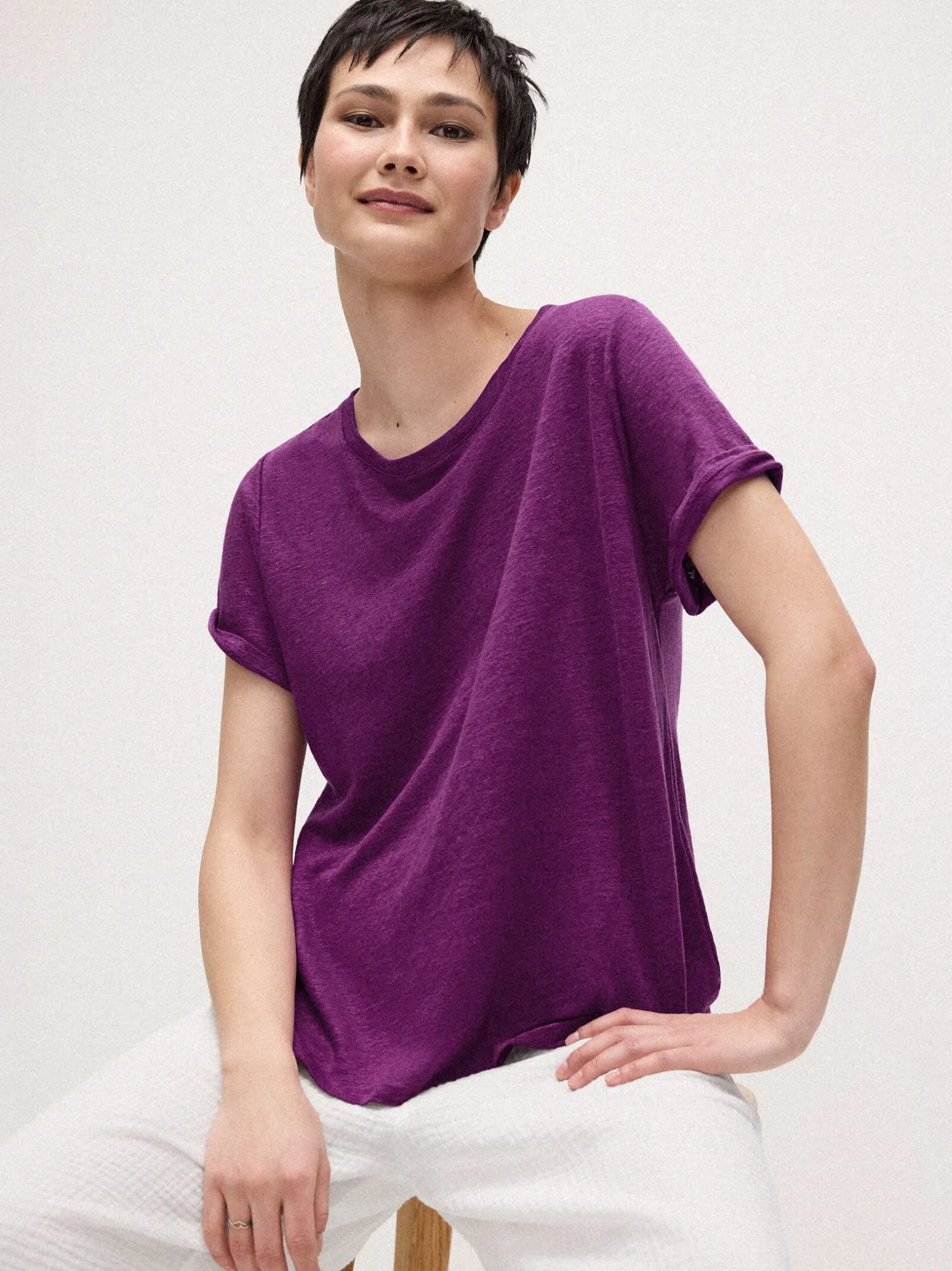 Organic Linen Jersey Crew Neck Tee