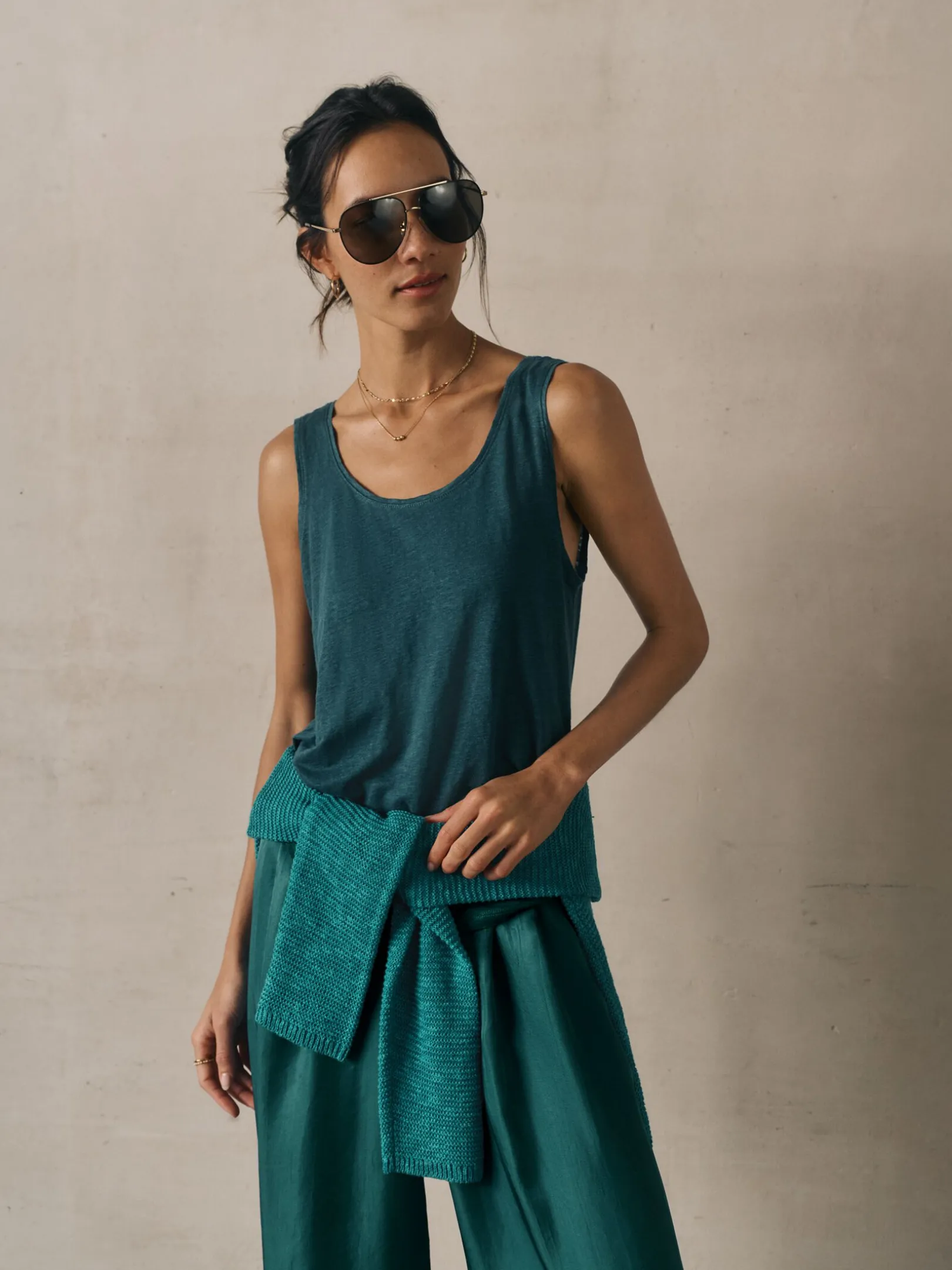 Organic Linen Jersey Scoop Neck Tank