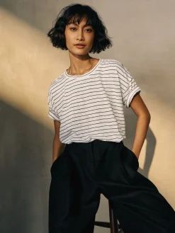 Organic Linen Jersey Stripe Box-Top