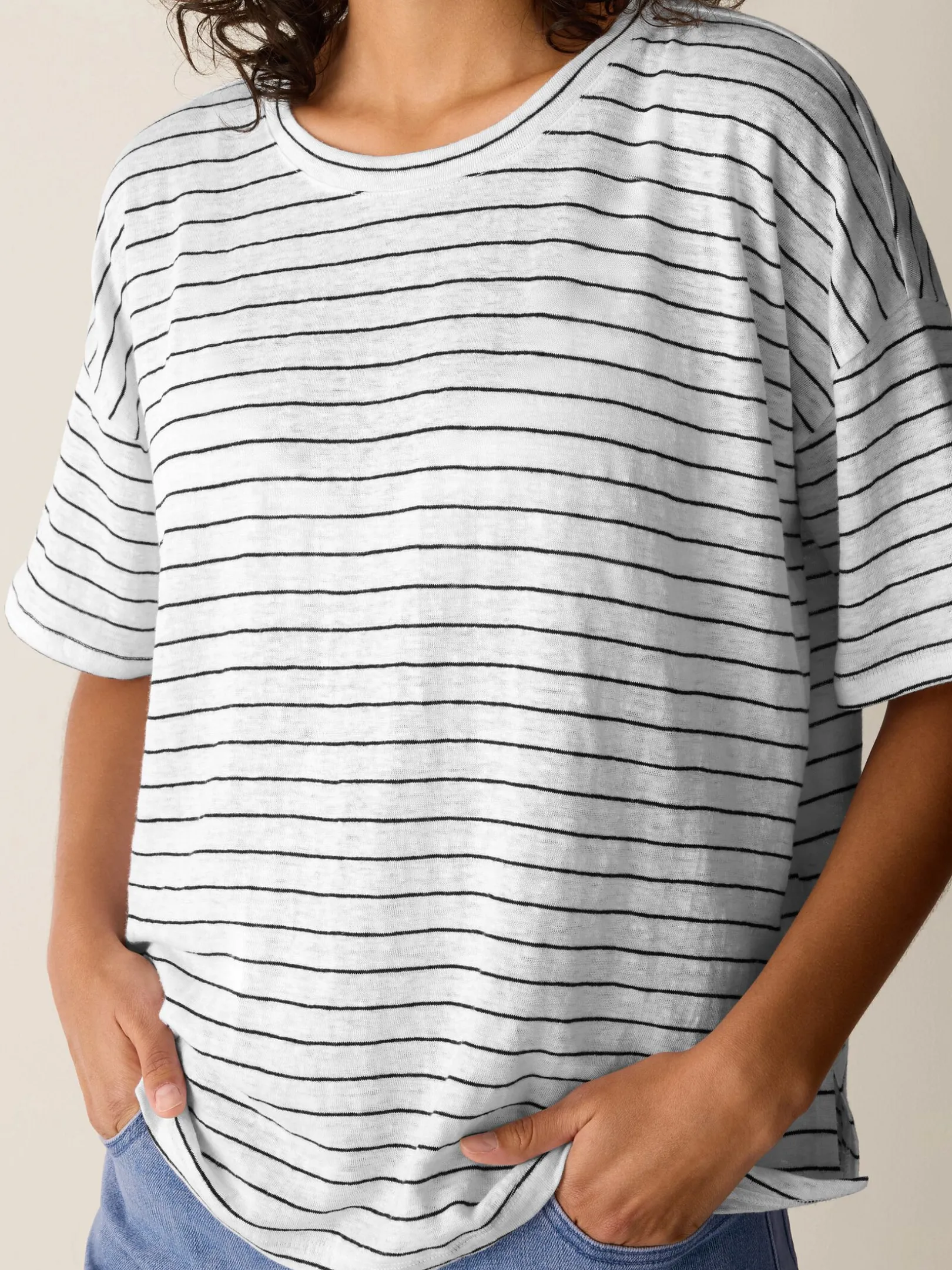 Organic Linen Jersey Stripe Box-Top