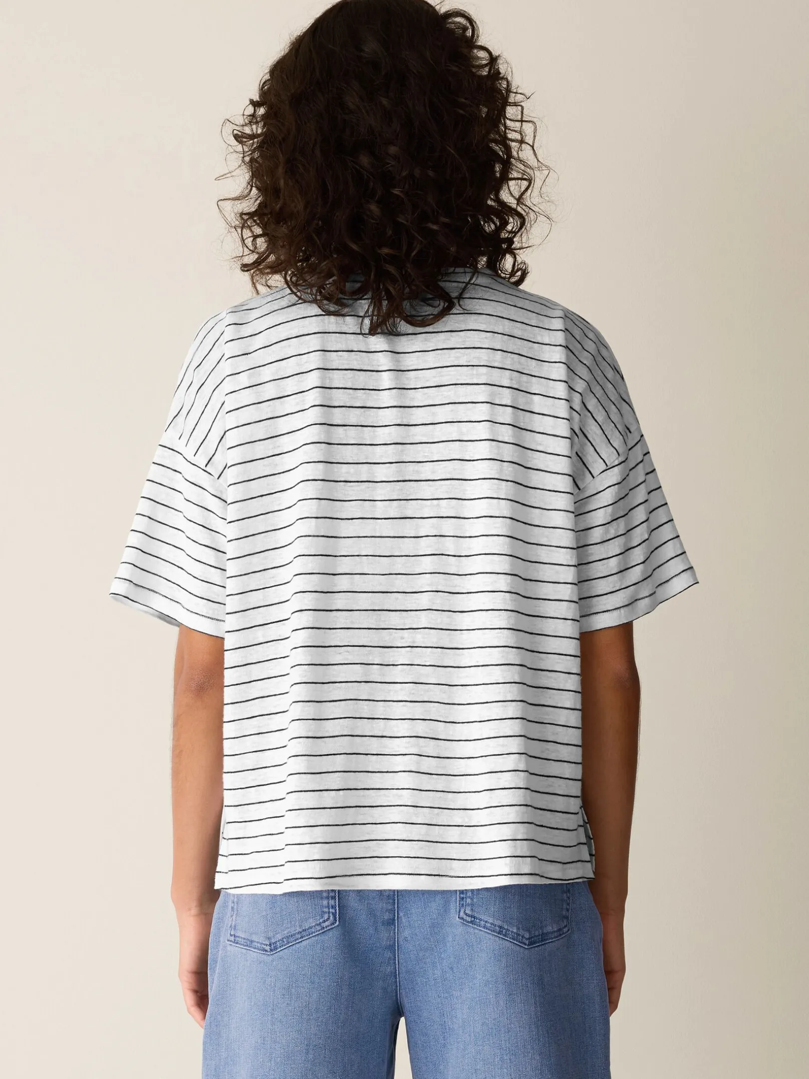 Organic Linen Jersey Stripe Box-Top