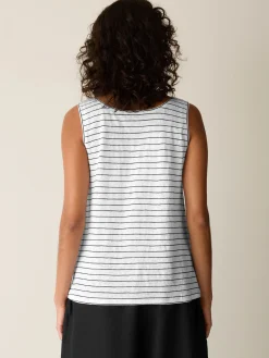 Organic Linen Jersey Stripe Scoop Neck Tank