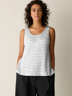 Organic Linen Jersey Stripe Scoop Neck Tank
