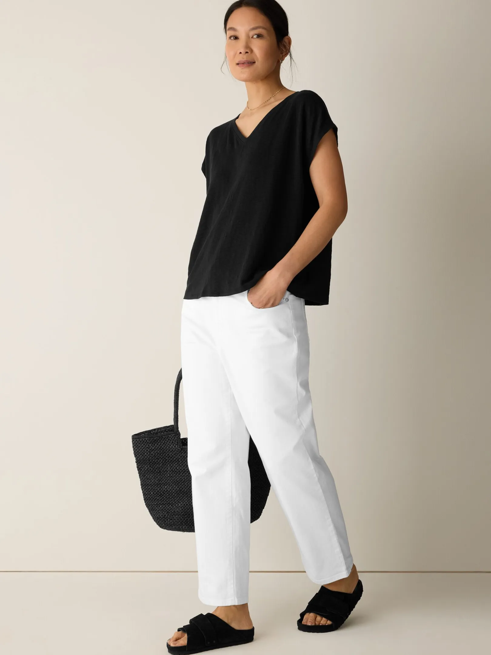 Organic Linen Jersey V-Neck Tee