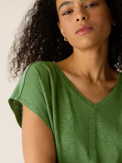 Organic Linen Jersey V-Neck Tee
