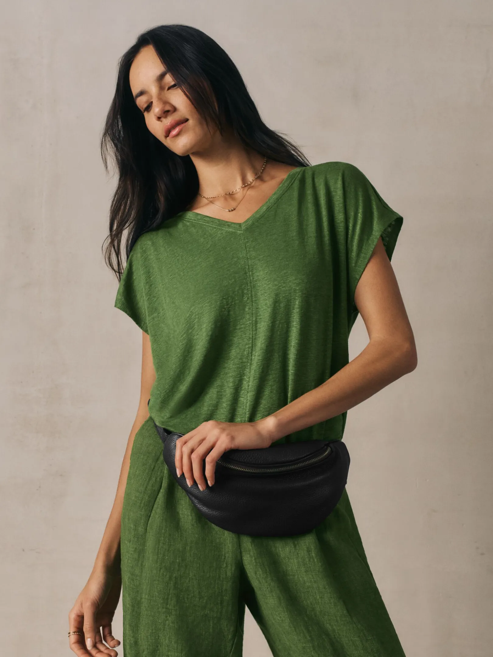 Organic Linen Jersey V-Neck Tee