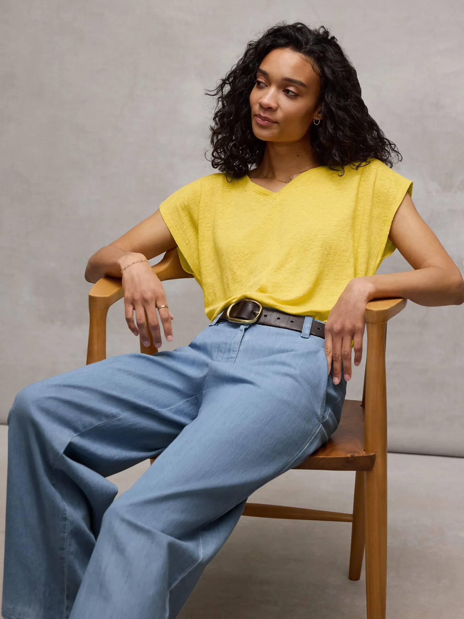 Organic Linen Jersey V-Neck Tee