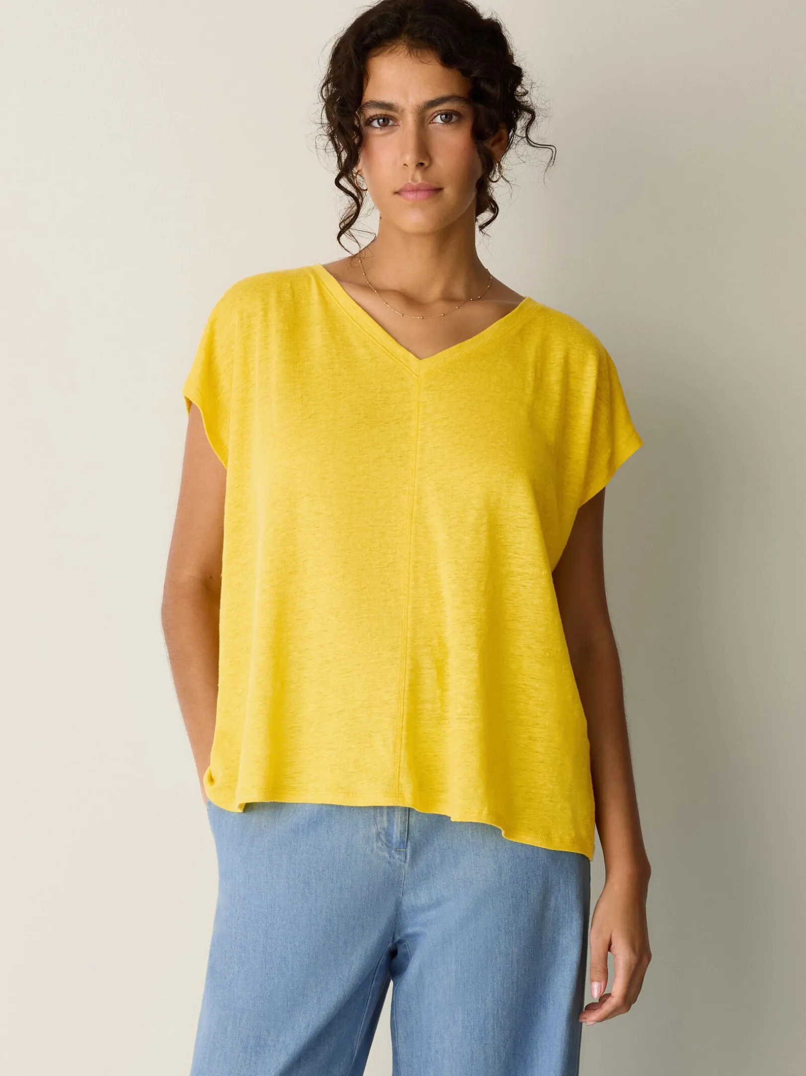 Organic Linen Jersey V-Neck Tee