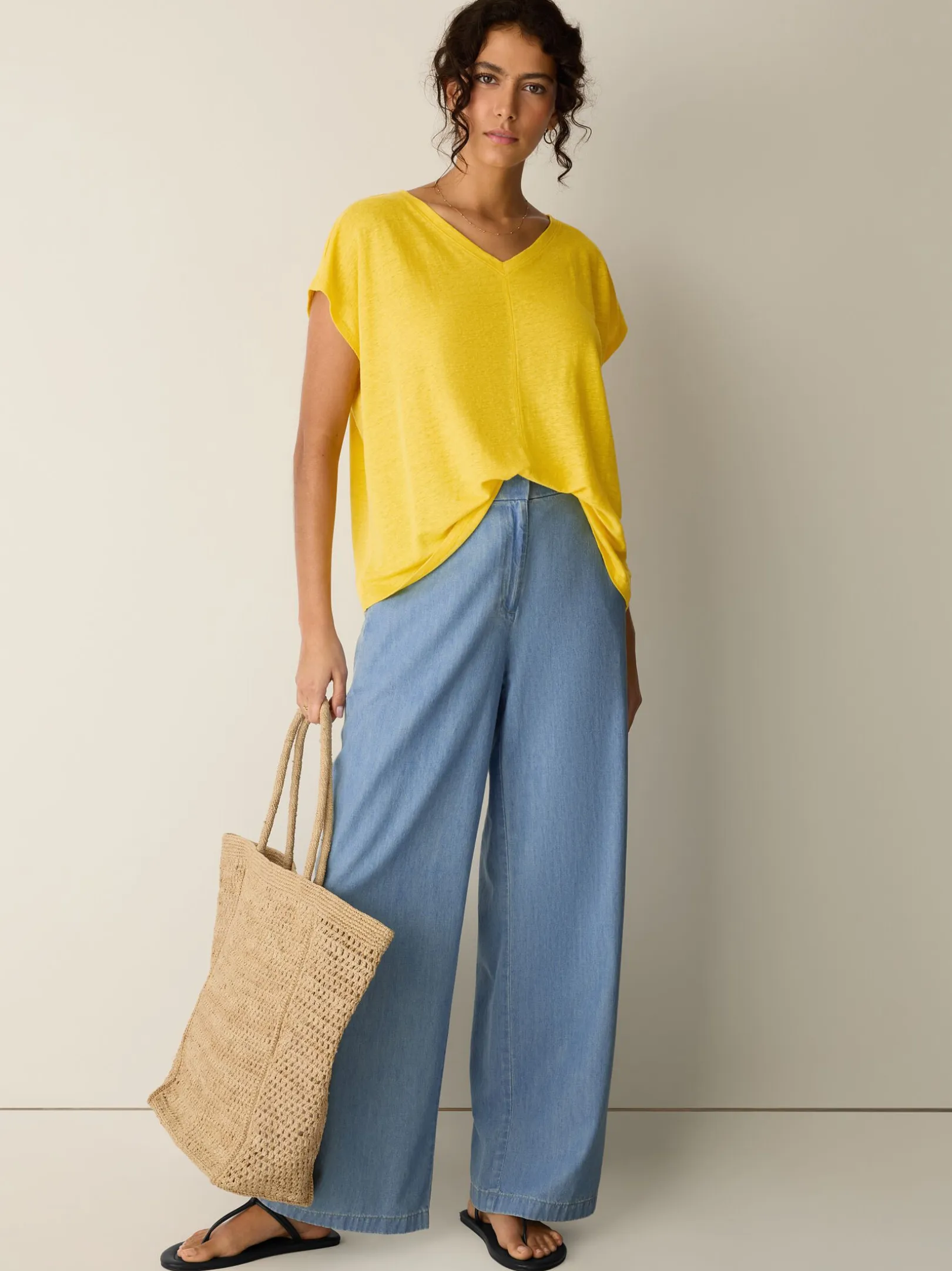 Organic Linen Jersey V-Neck Tee