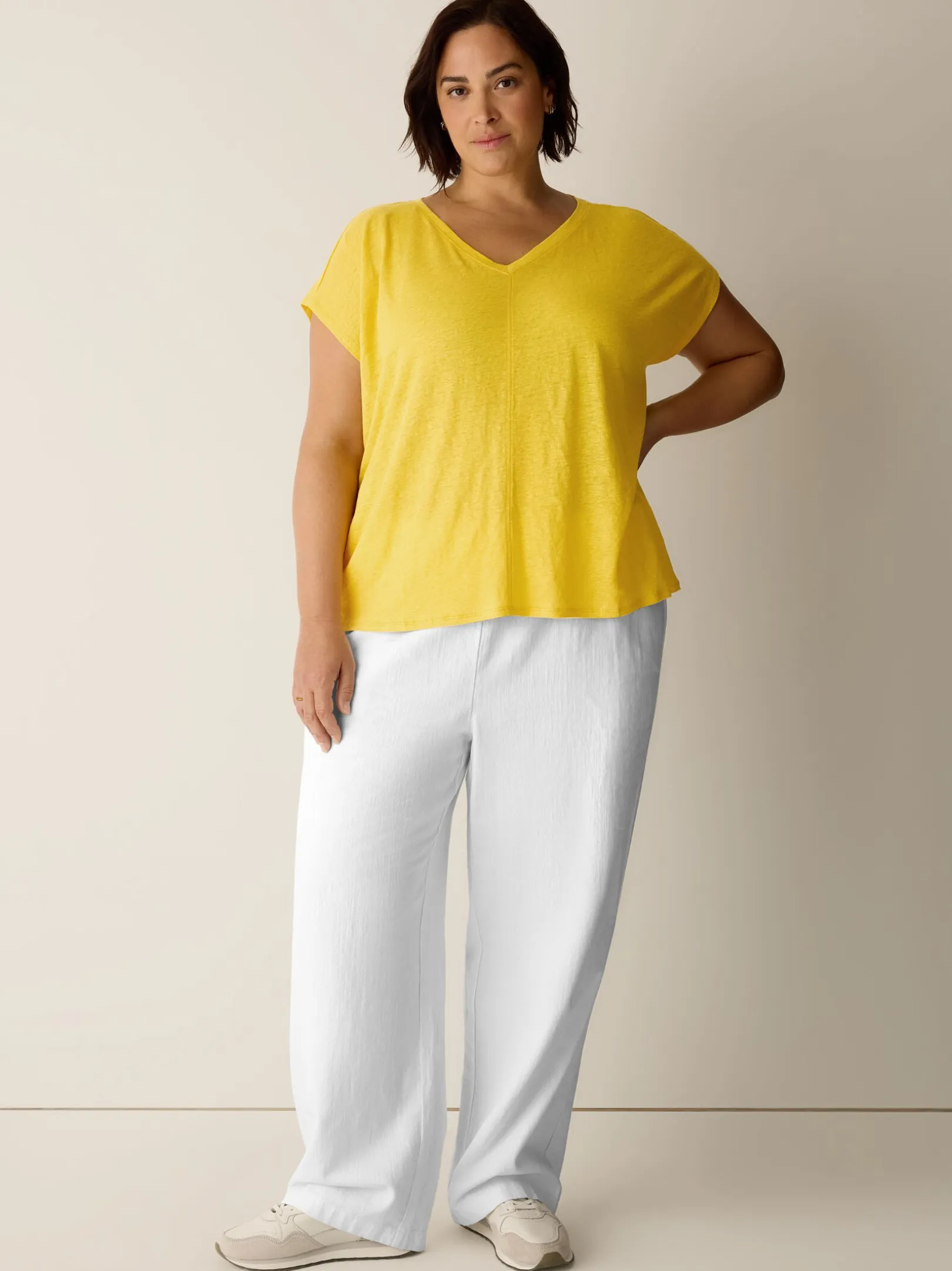 Organic Linen Jersey V-Neck Tee