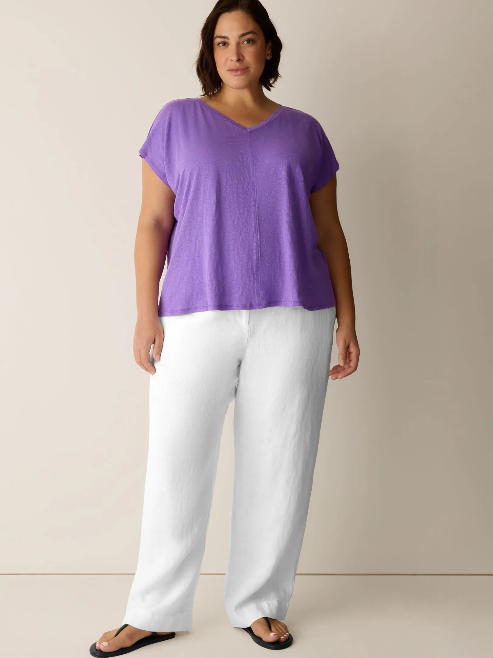 Organic Linen Jersey V-Neck Tee