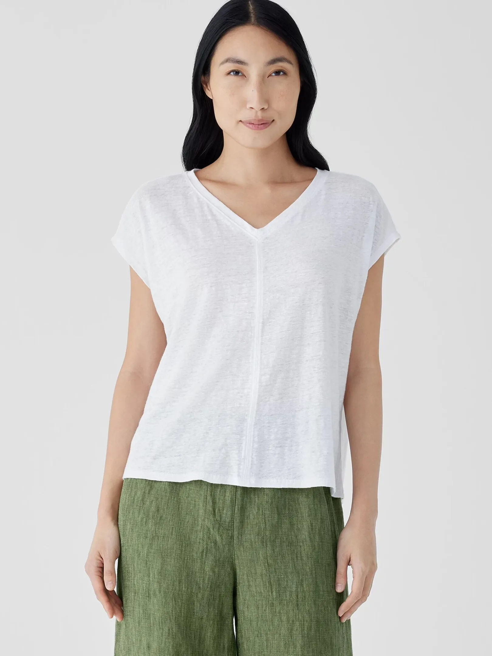 Organic Linen Jersey V-Neck Tee