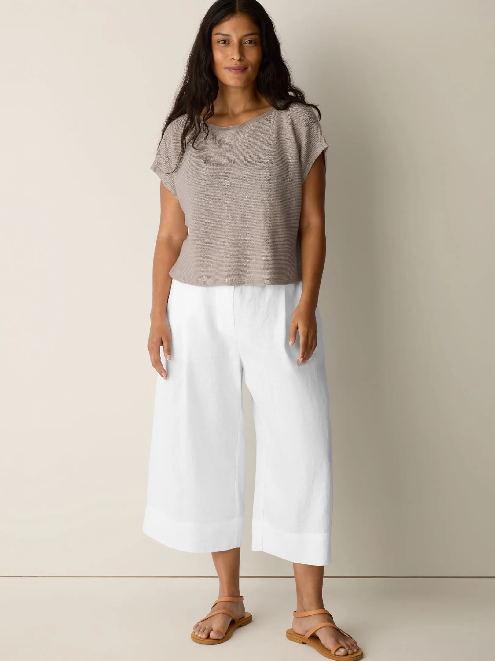 Organic Linen Pleated Culotte