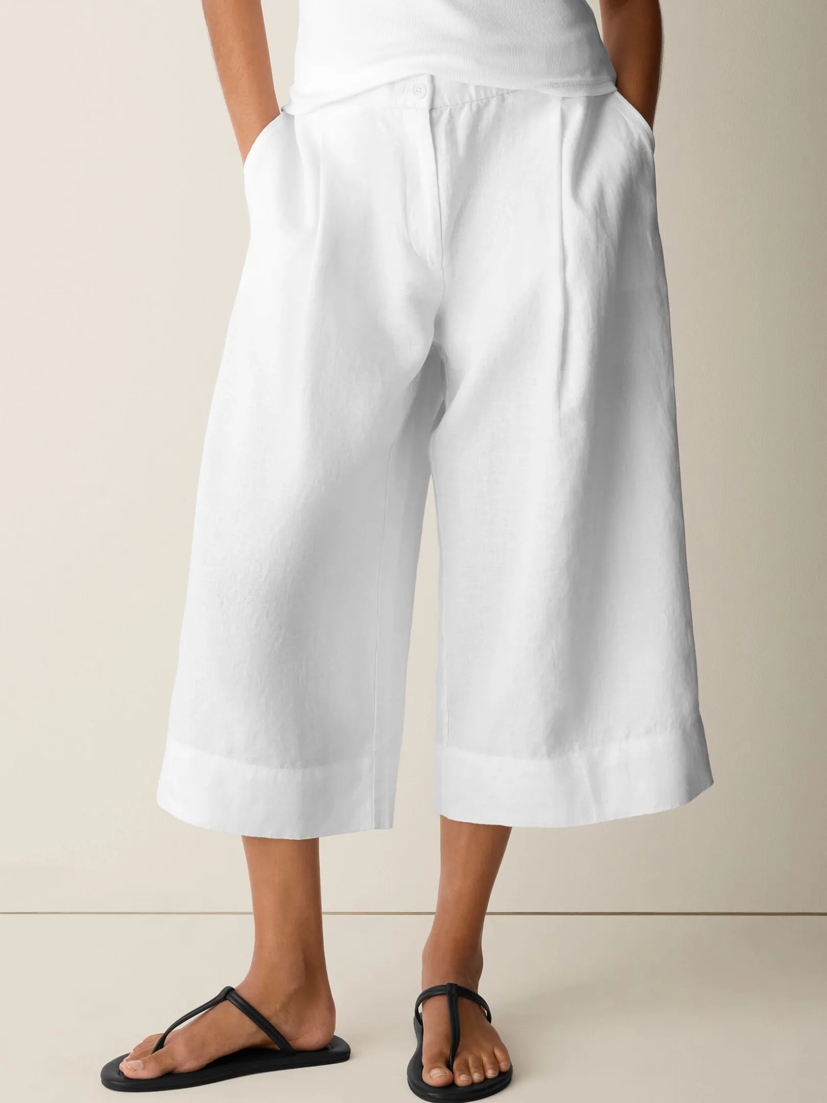 Organic Linen Pleated Culotte