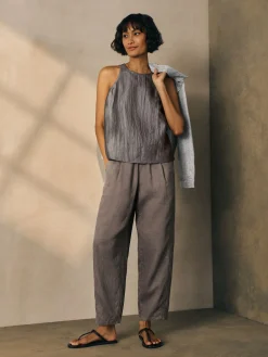 Organic Linen Pleated Lantern Pant