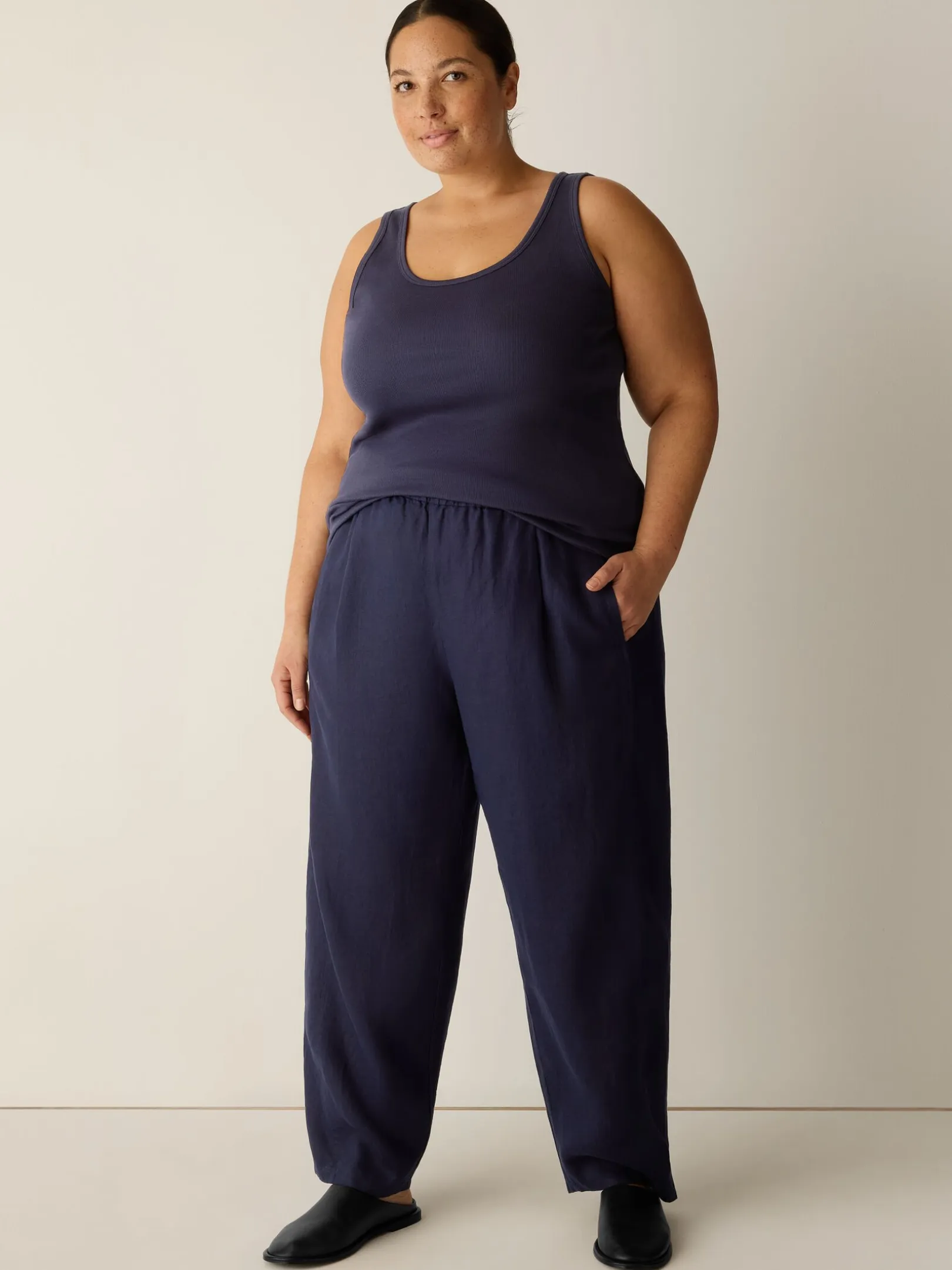 Organic Linen Pleated Lantern Pant