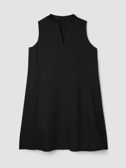 Organic Linen Split Neck Dress